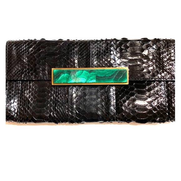 R&Y Augousti Handbags - R&Y Augousti python leather/malachite clutch